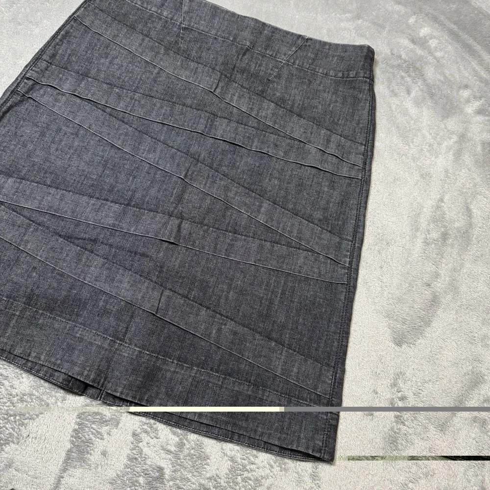 VTG Y2K Nie + Zoe Cross‎ Stripe All Denim Skirt Size 6 Grunge Goth Indie